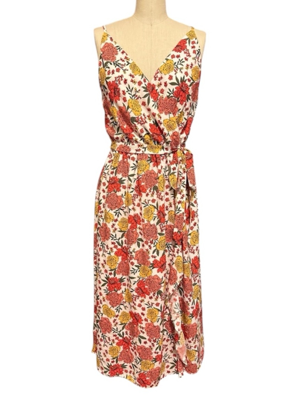 Loft floral dress midi floral wrap ruffle dress